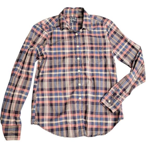 Set of Brand Name Khaki Colored Jeans and Lightweight Long Sleeve Plaid Shirt - Picture 3 of 12